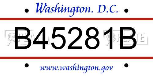 B45281B District Of Columbia License Plate