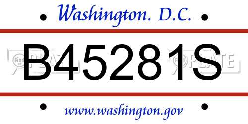 B45281S District Of Columbia License Plate