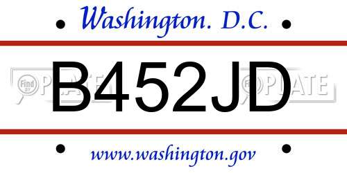 B452JD District Of Columbia License Plate