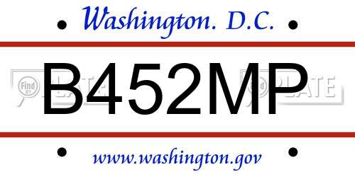 B452MP District Of Columbia License Plate