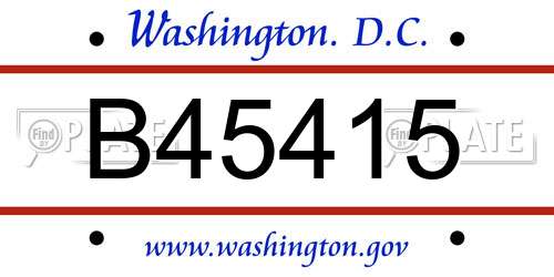 B45415 District Of Columbia License Plate