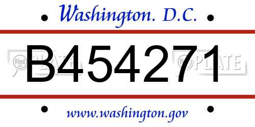 B454271 District Of Columbia License Plate