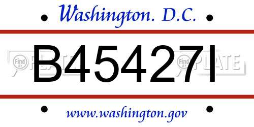 B45427I District Of Columbia License Plate