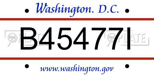 B45477I District Of Columbia License Plate