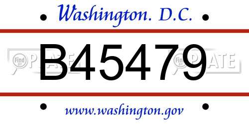 B45479 District Of Columbia License Plate