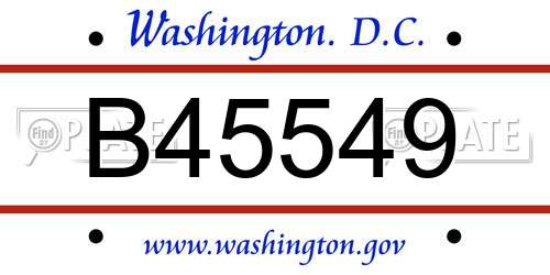 B45549 District Of Columbia License Plate