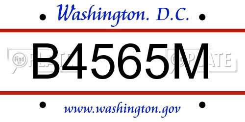 B4565M District Of Columbia License Plate