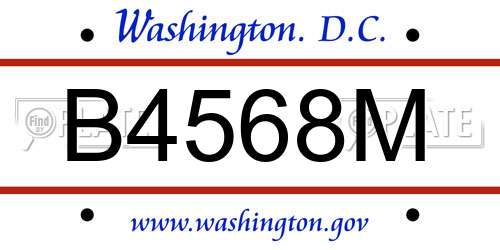 B4568M District Of Columbia License Plate