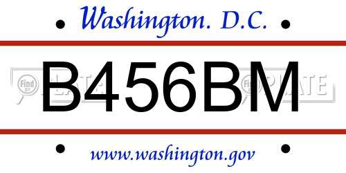 B456BM District Of Columbia License Plate