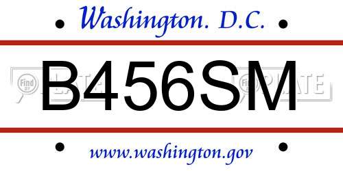 B456SM District Of Columbia License Plate