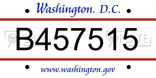 B457515 District Of Columbia License Plate