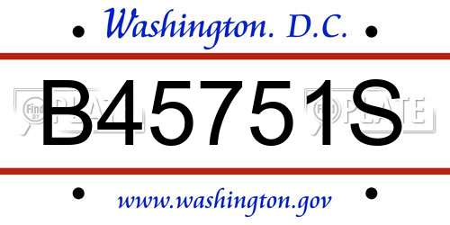 B45751S District Of Columbia License Plate