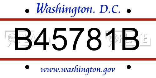 B45781B District Of Columbia License Plate