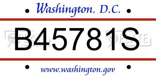 B45781S District Of Columbia License Plate