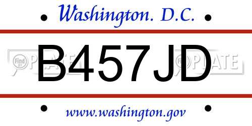 B457JD District Of Columbia License Plate