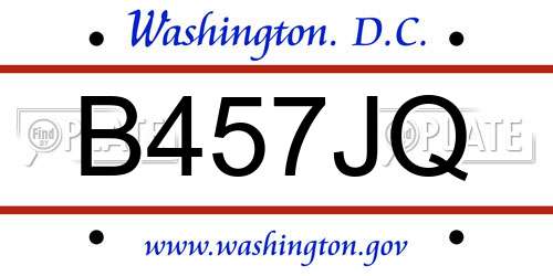 B457JQ District Of Columbia License Plate