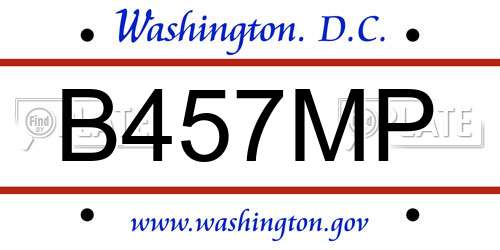 B457MP District Of Columbia License Plate