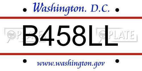 B458LL District Of Columbia License Plate