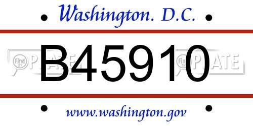B45910 District Of Columbia License Plate