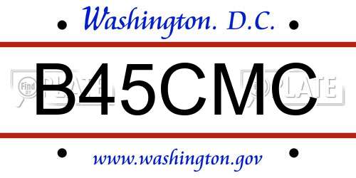 B45CMC District Of Columbia License Plate