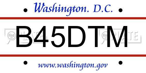 B45DTM District Of Columbia License Plate