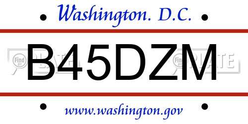 B45DZM District Of Columbia License Plate