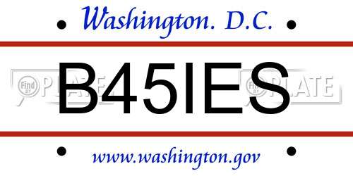B45IES District Of Columbia License Plate