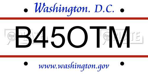 B45OTM District Of Columbia License Plate