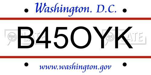 B45OYK District Of Columbia License Plate