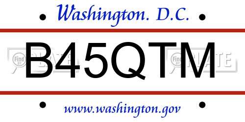 B45QTM District Of Columbia License Plate