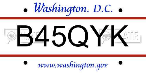 B45QYK District Of Columbia License Plate