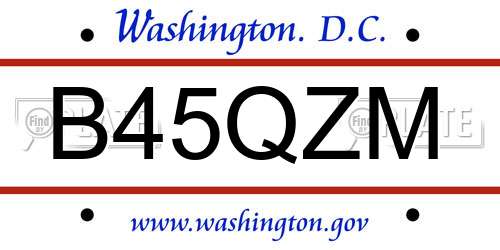 B45QZM District Of Columbia License Plate