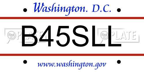 B45SLL District Of Columbia License Plate