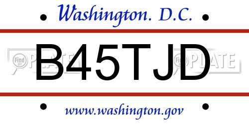B45TJD District Of Columbia License Plate