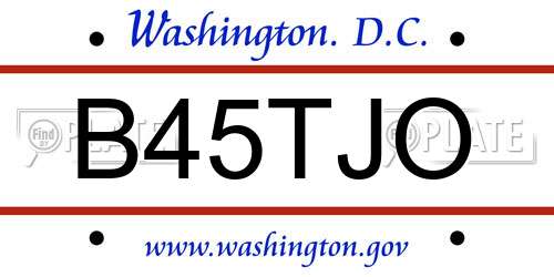 B45TJO District Of Columbia License Plate