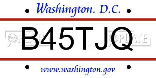 B45TJQ District Of Columbia License Plate