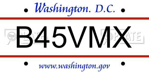 B45VMX District Of Columbia License Plate