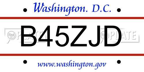 B45ZJD District Of Columbia License Plate