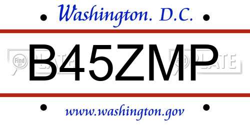 B45ZMP District Of Columbia License Plate