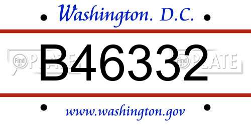 B46332 District Of Columbia License Plate