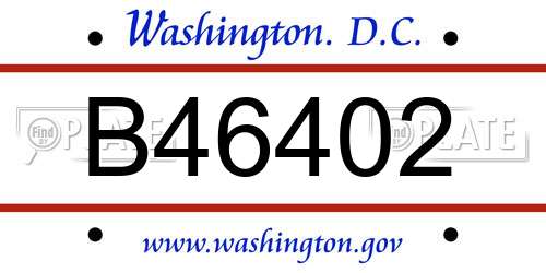 B46402 District Of Columbia License Plate