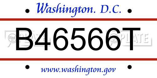 B46566T District Of Columbia License Plate