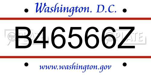 B46566Z District Of Columbia License Plate
