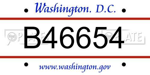 B46654 District Of Columbia License Plate