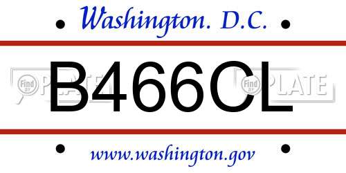 B466CL District Of Columbia License Plate
