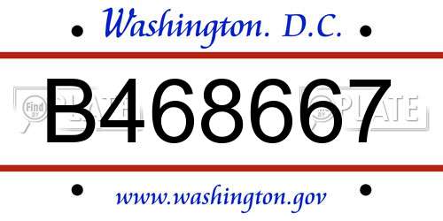B468667 District Of Columbia License Plate