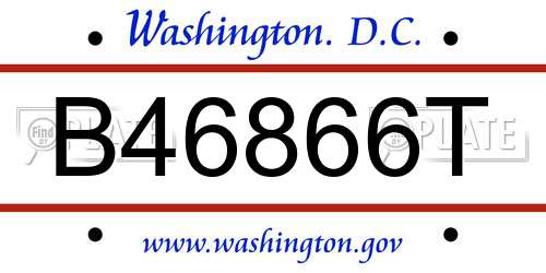 B46866T District Of Columbia License Plate