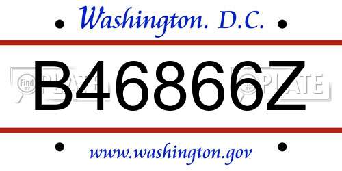 B46866Z District Of Columbia License Plate