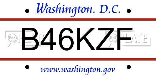 B46KZF District Of Columbia License Plate