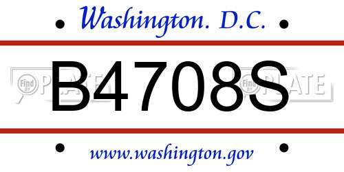 B4708S District Of Columbia License Plate